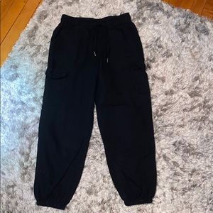 black cropped joggers